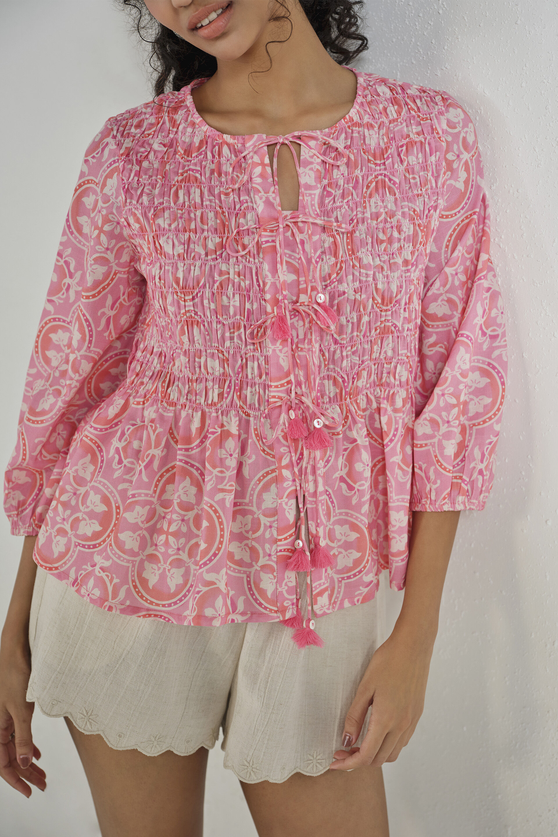 Pink Bloom Cotton Top, Pink, image 2